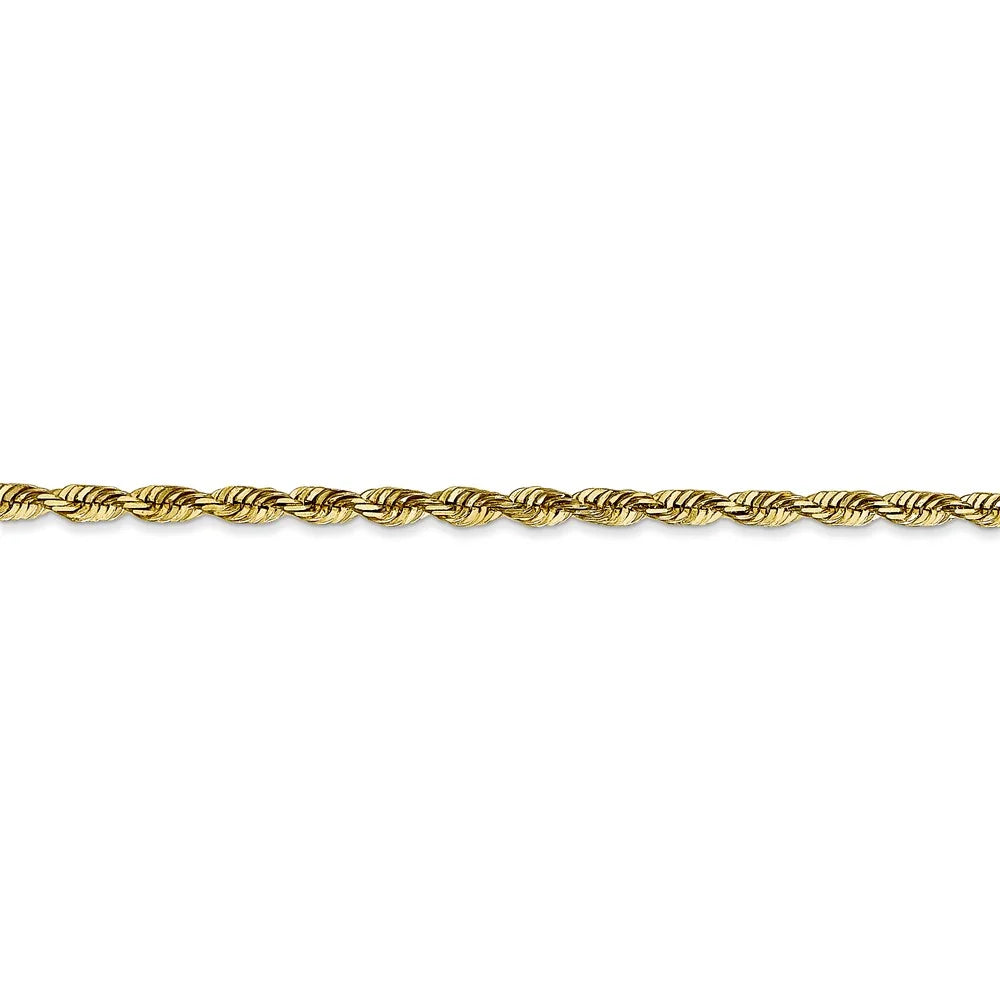 10kt Yellow Gold Diamond-Cut Lightweight Rope Chain Bracelet X7364