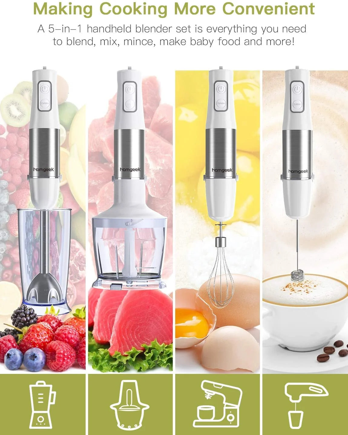 White 6 Speed Immersion Hand Blender with 600Ml Beaker V421699
