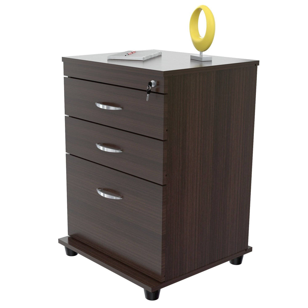 Espresso Melamine and Engineered Wood File Cabinet with 3 Drawer Y578