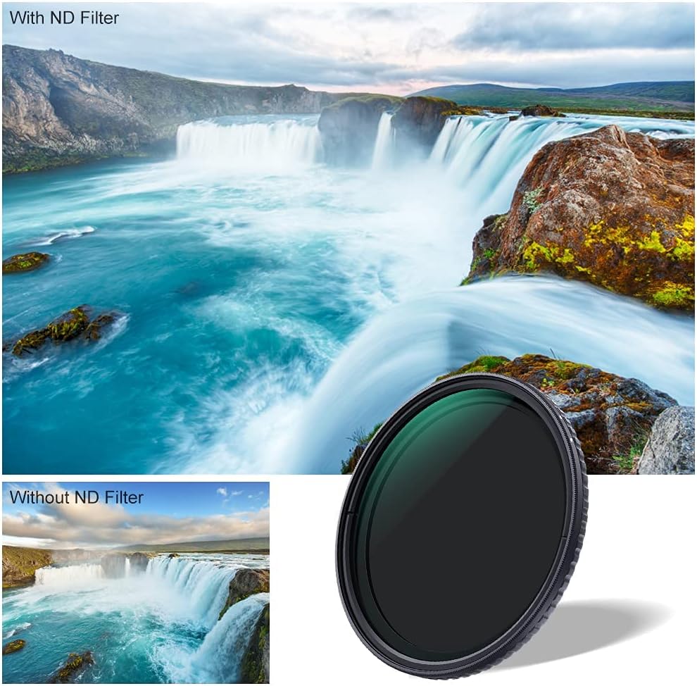 55mm Variable ND Filter ND2-ND32 Optical Glass with Microfiber Cleaning Cloth F256609