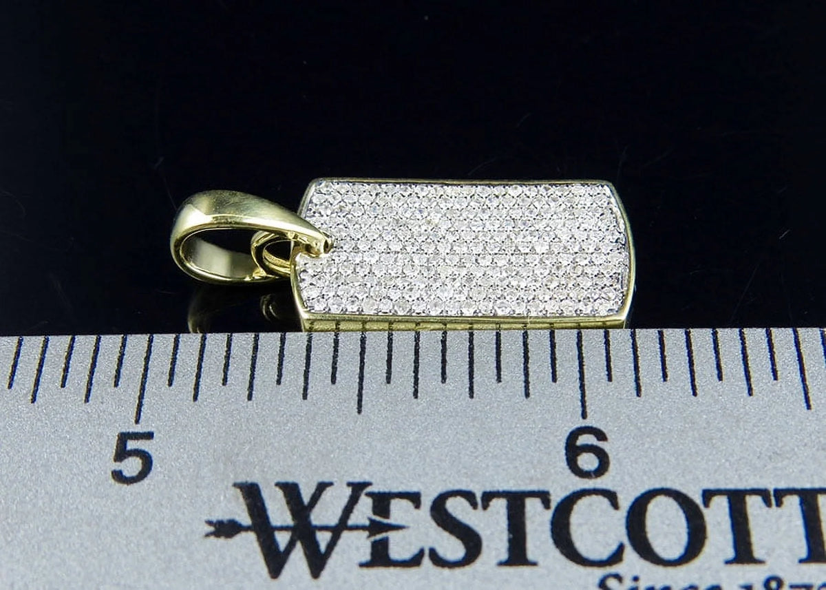 10K Yellow Gold Dogtag Diamond Pendant with 10K Franco Chain P316659
