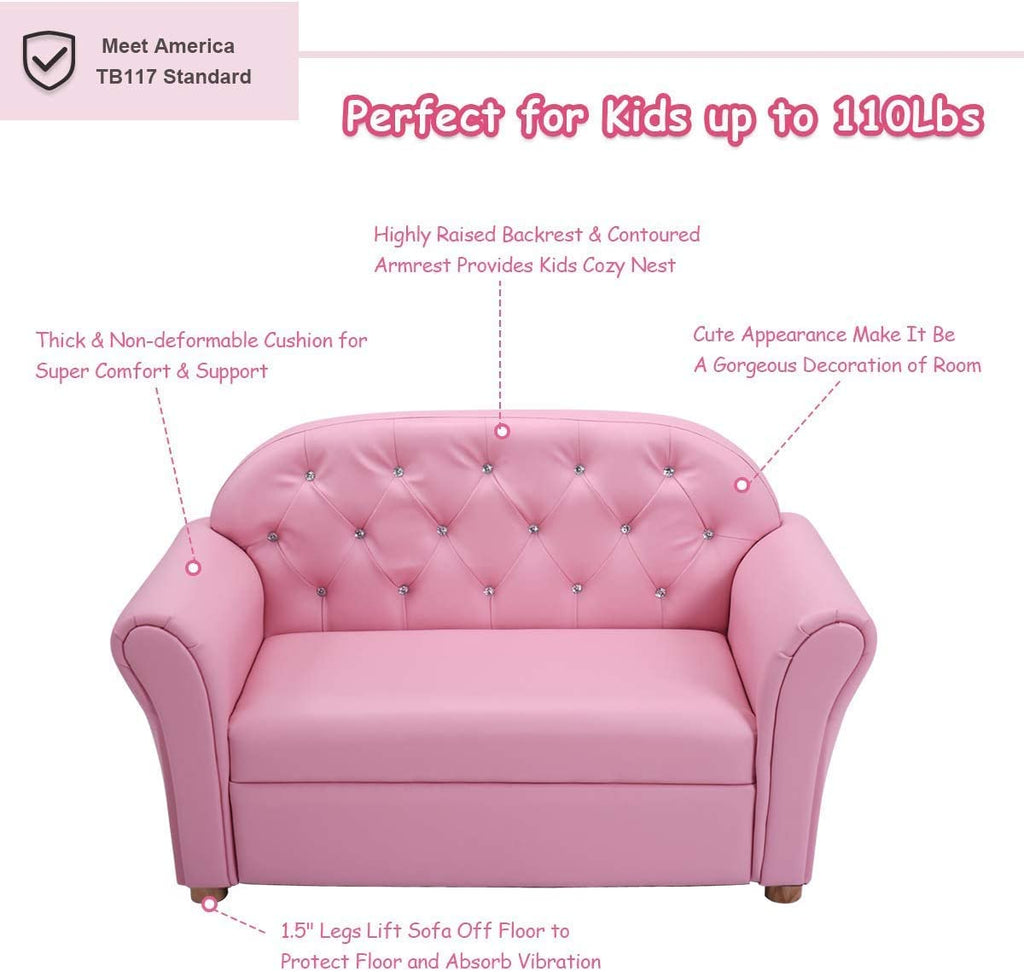 Pink 2 Seat Kids Sofa Bed R603862
