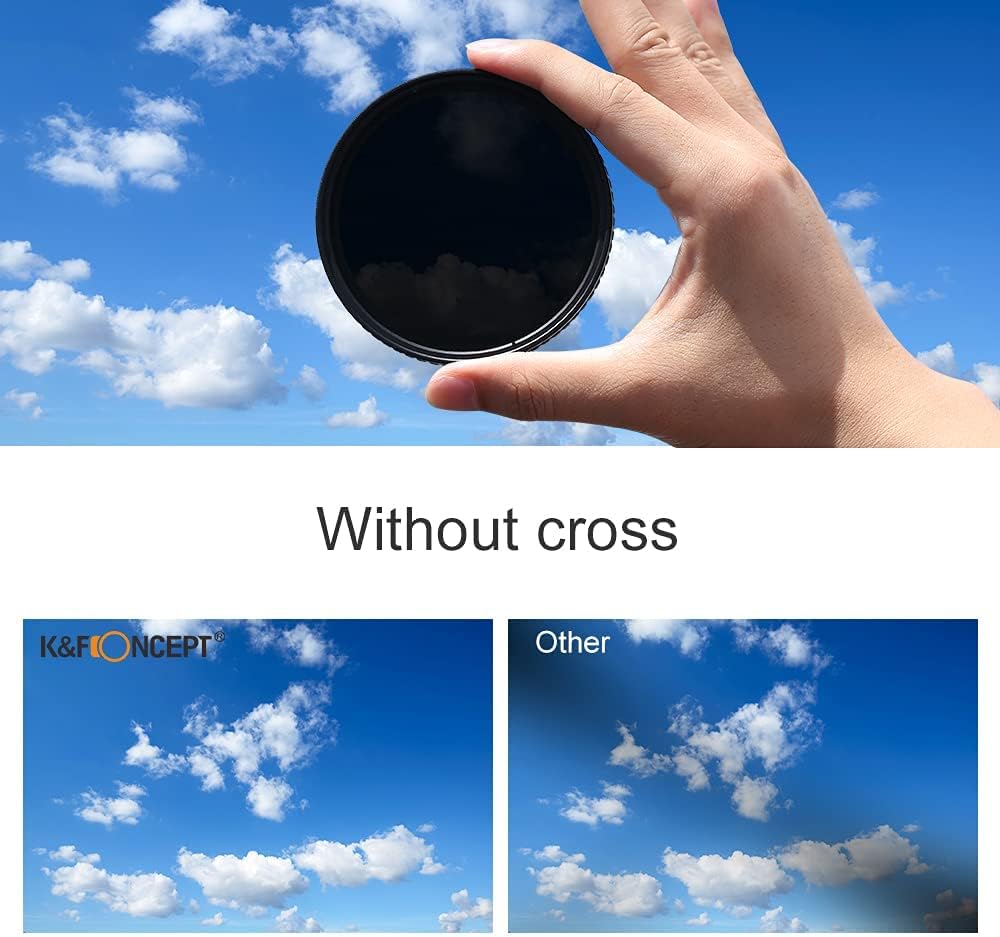 55mm Variable ND Filter ND2-ND32 Optical Glass with Microfiber Cleaning Cloth F256609
