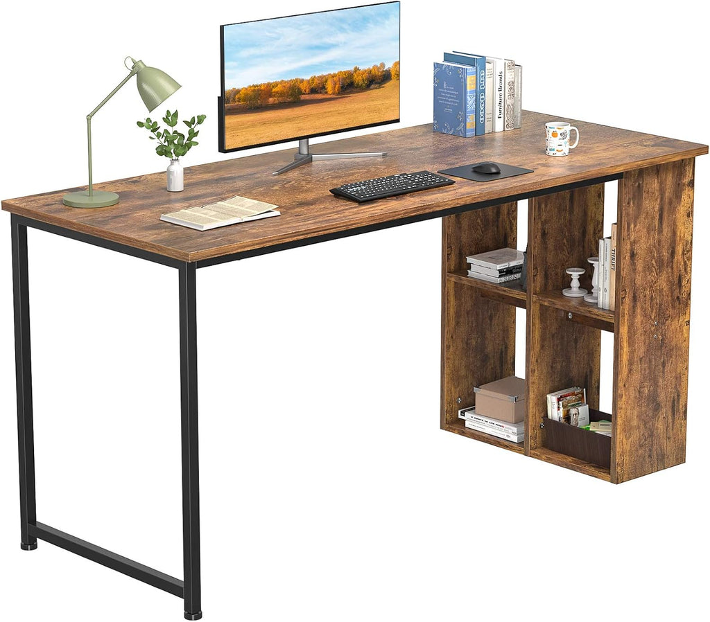Black Computer Desk with Storage Shelves and Cabinets U986