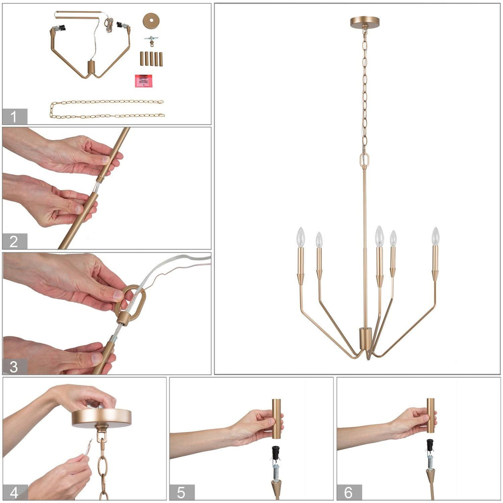 Antique Gold 5-Light Candle Chandelier Z8691