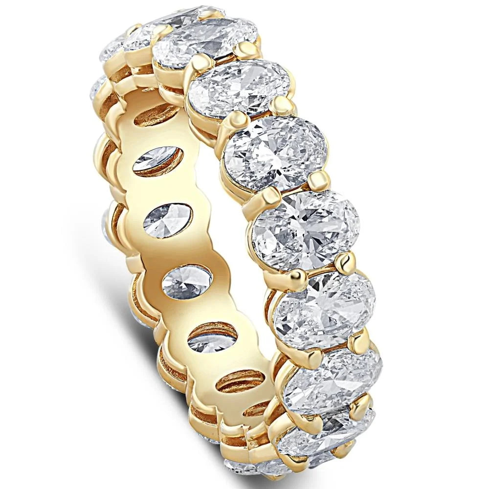 14k Yellow Gold Oval Cut Moissanite Eternity Ring O4886