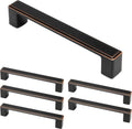 Black Solid Metal Cabinet Handles 6 Pieces 5” Hole Centers G36194