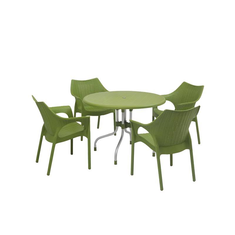 Green Patio Table with Four Chairs B987