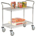 Chrome Utility Cart with 2 Shelf and Polyurethane Brake Casters P4474