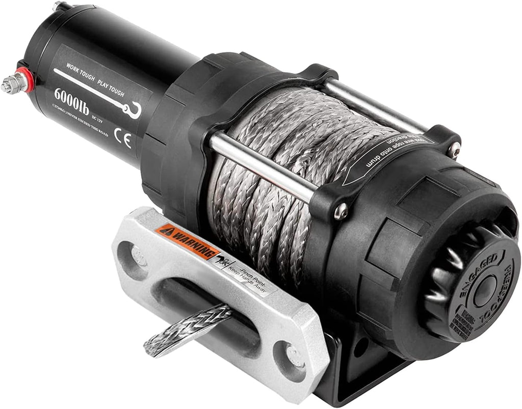 Electric Winch 6000lb Load Capacity Synthetic Rope with Wireless Remote Control L39941