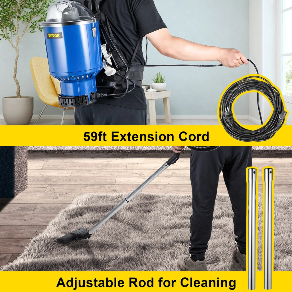 Commercial 5 in 1 HEPA Backpack Vacuum Cleaner with Telescoping Wand R408003