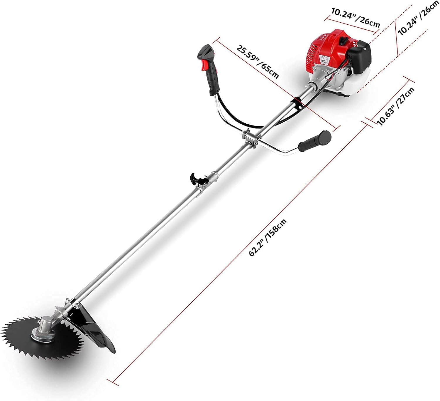 58CC 2-Cycle Gas Powered String Trimmer with 4 Detachable Head Straight Shaft Weed Wacker H160532