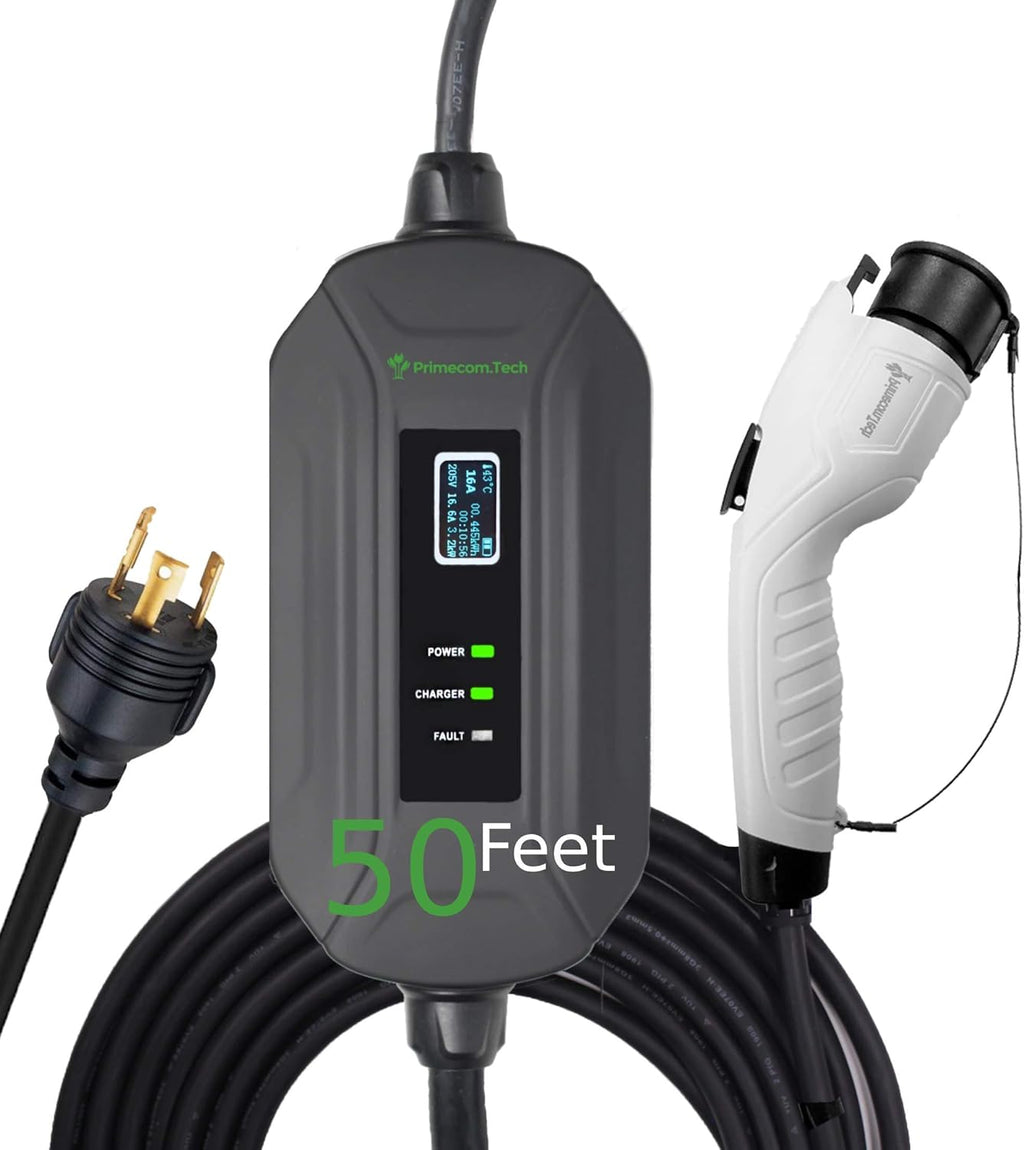 Portable Level 2 Electric Vehicle Charger, 16Amp, 30 Feet Y94910