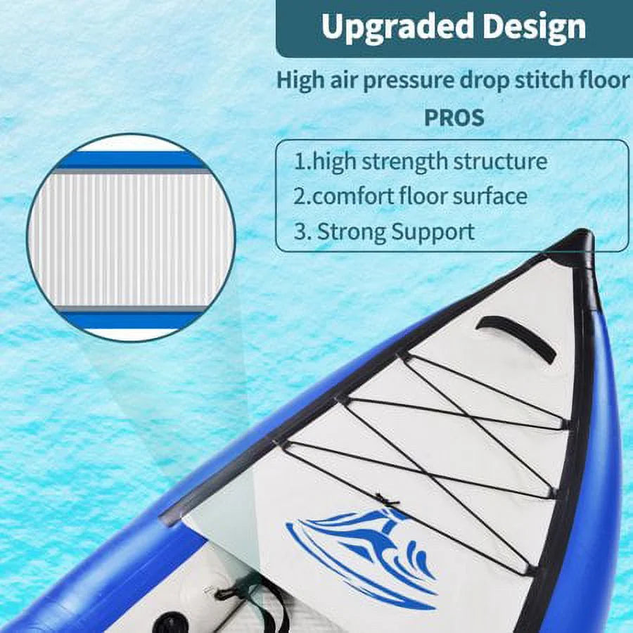 Blue Inflatable Kayak Set 2 Person with Paddle & Air Pump F49414