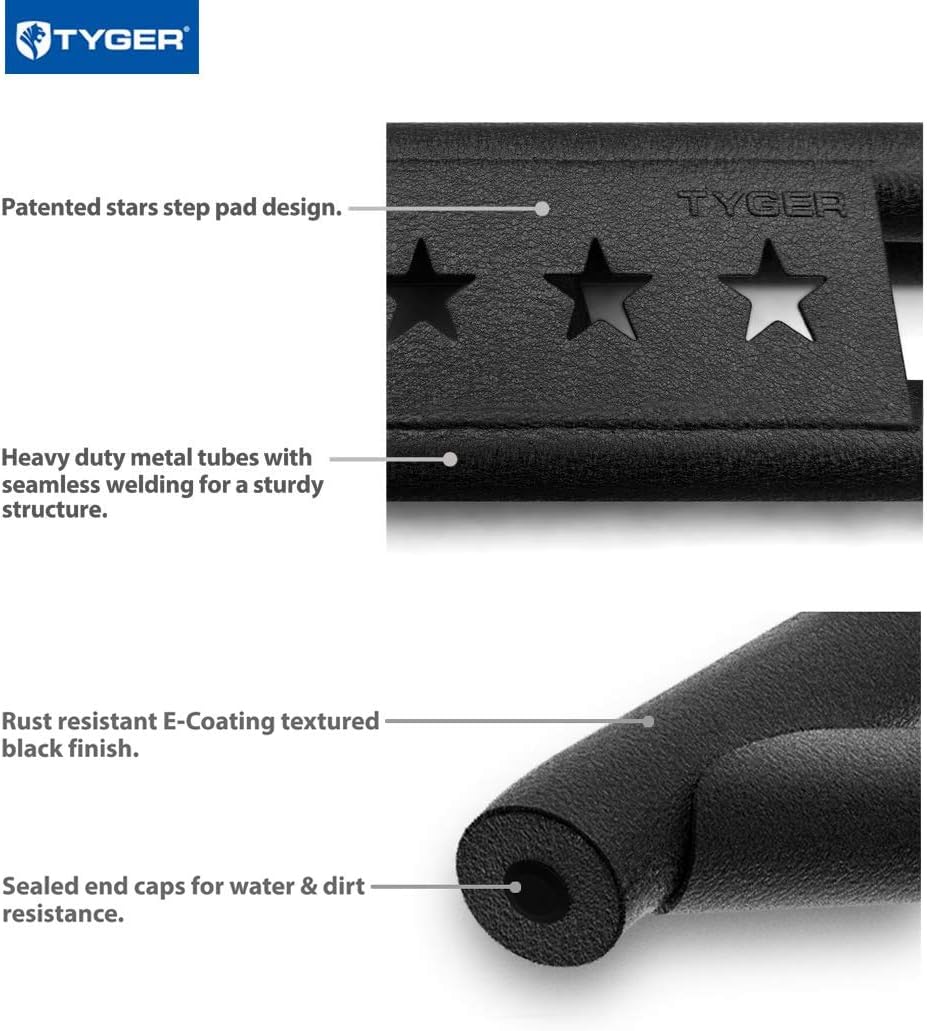 Textured Black Side Step Running Boards for Jeep Wrangler JK 4 Door J37059