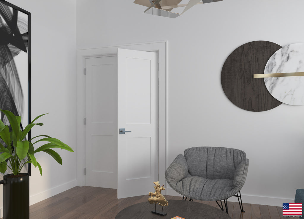 White Primed Double Prehung French Door with Black Hinges Y839713