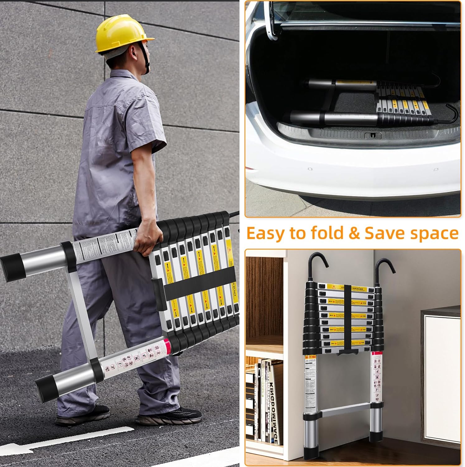 10.5ft Aluminum Telescoping Ladder with Hook G2583