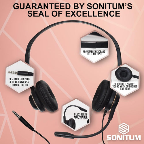 10 Pack Noise Canceling Over-Ear Computer Headset With Microphone G10204