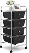 4-Drawers Storage Cart Bin with Wheels and Metal Frame (Black) K714968