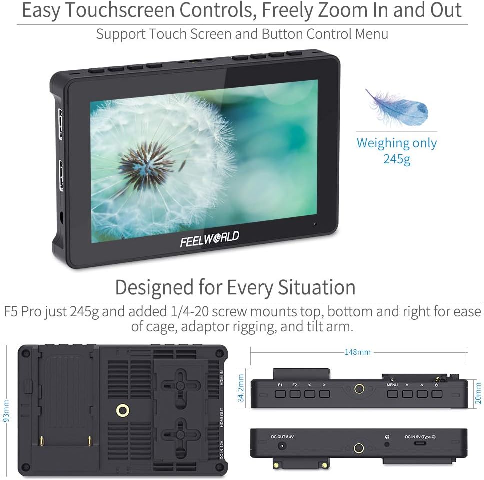 5.5 Inch Touch Screen DSLR Camera Field Monitor with 4K HDMI Input Output M9289
