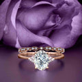 2.00 Carat Oval Cut Diamond Moissanite Engagement Ring in Silver With 18k Rose Gold Plating F829