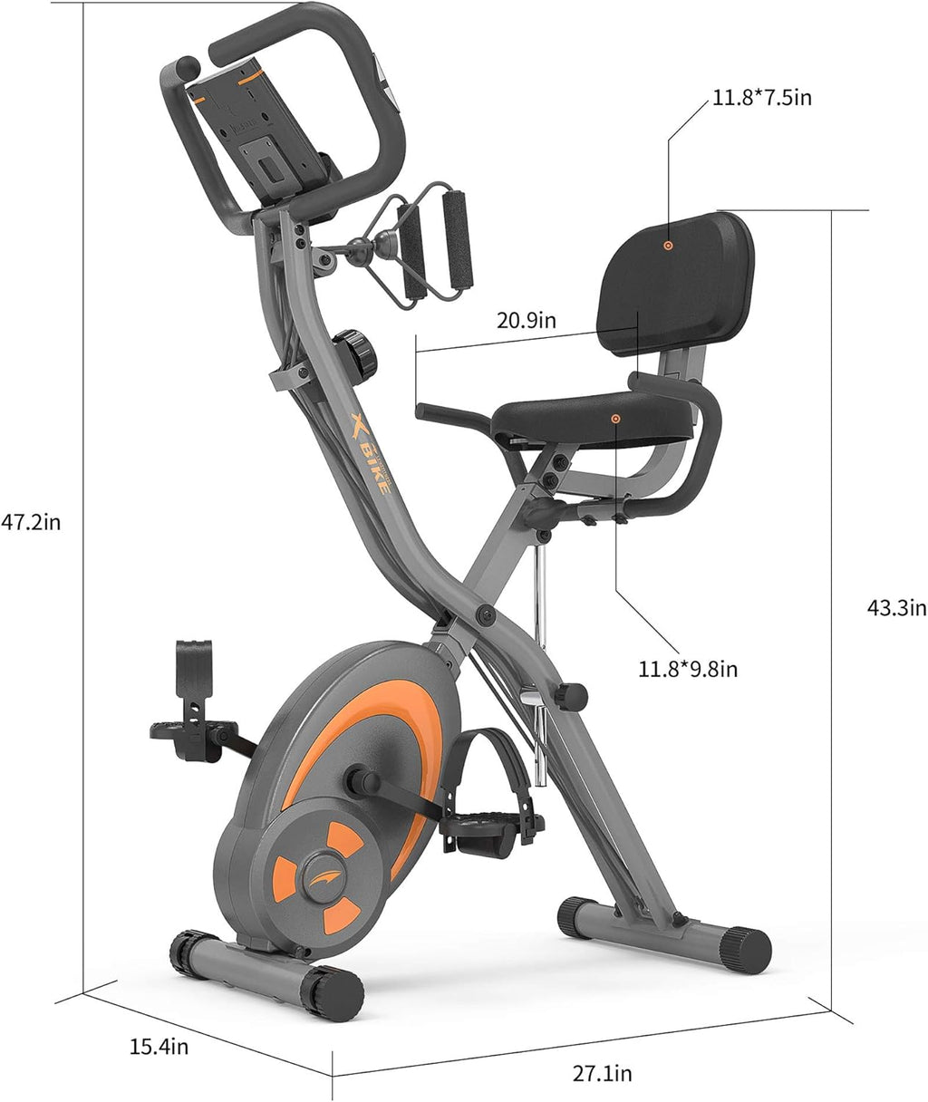 Grey Recumbent Exercise Bike with Arm Resistance Bands and LCD Monitor Y86951