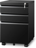 White 3 Drawer Mobile File Cabinet with Lock O660444