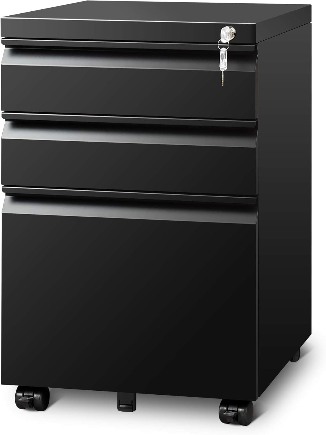White 3 Drawer Mobile File Cabinet with Lock O660444