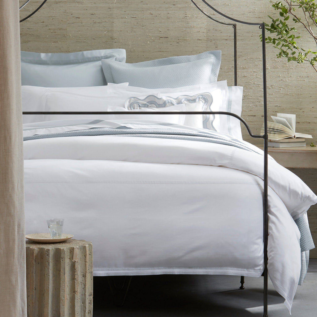 King Hazy Blue Cotton Sateen Flat Sheet M252694