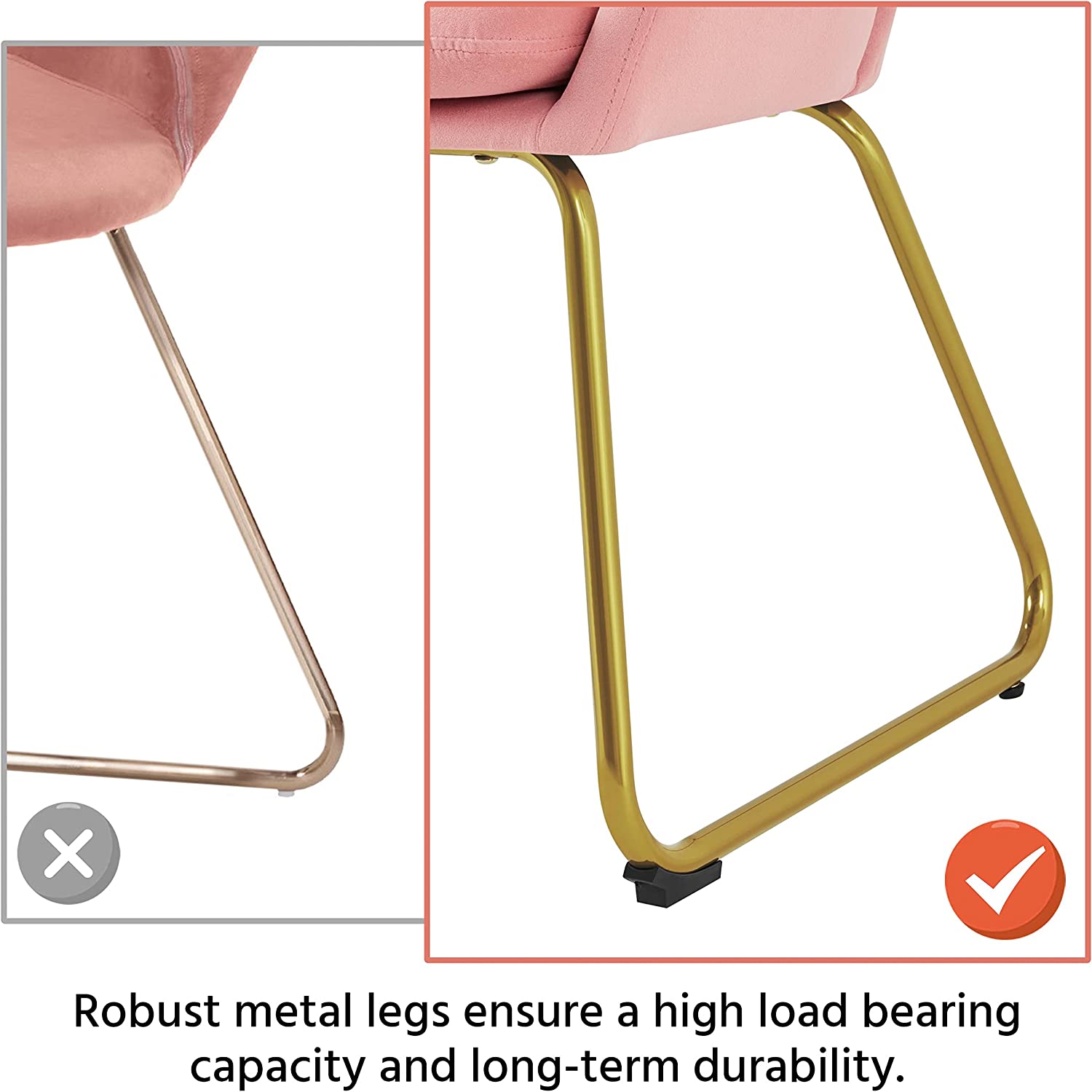 Pink Velvet Flower Shape Armchair with Golden Metal Legs, 2 Pieces A57644