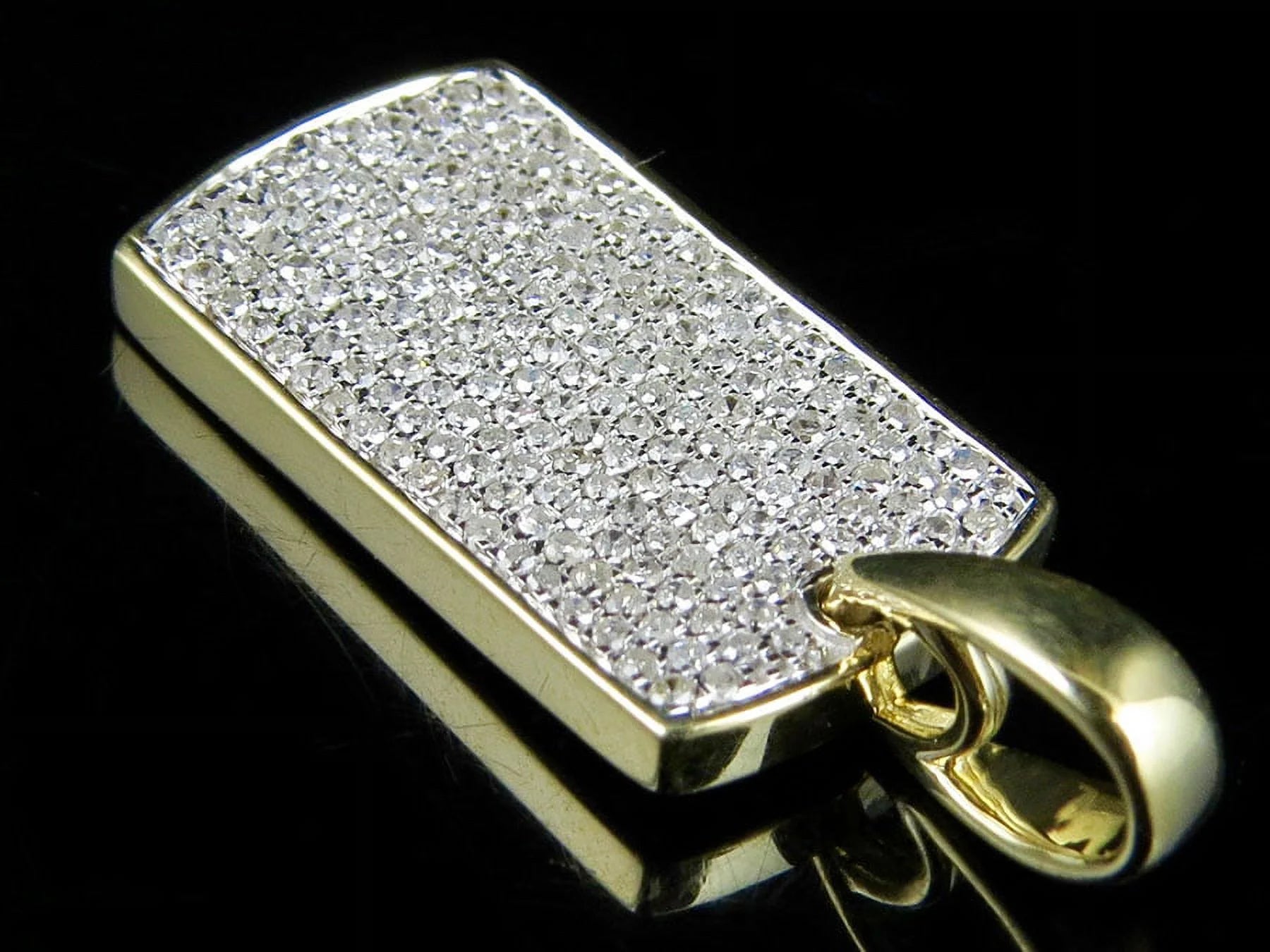 10K Yellow Gold Dogtag Diamond Pendant with 10K Franco Chain P316659