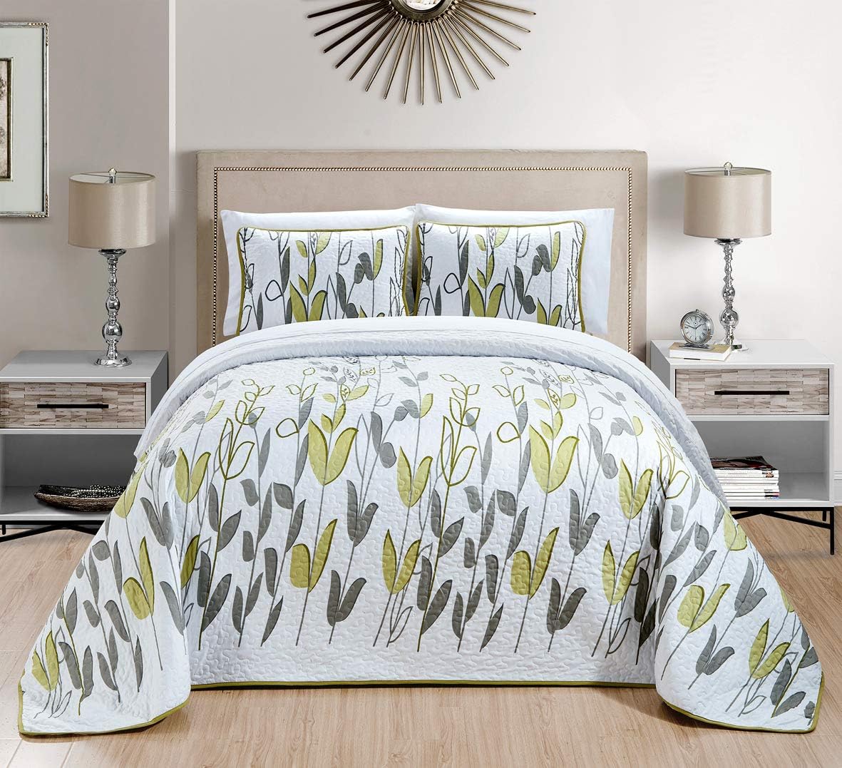 3-Piece Oversize Quilt Set Reversible Bedspread Coverlet Cal King Size U493738