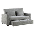 Gray Fabric Upholstered Convertible Sofa with Pull Out Bed E827