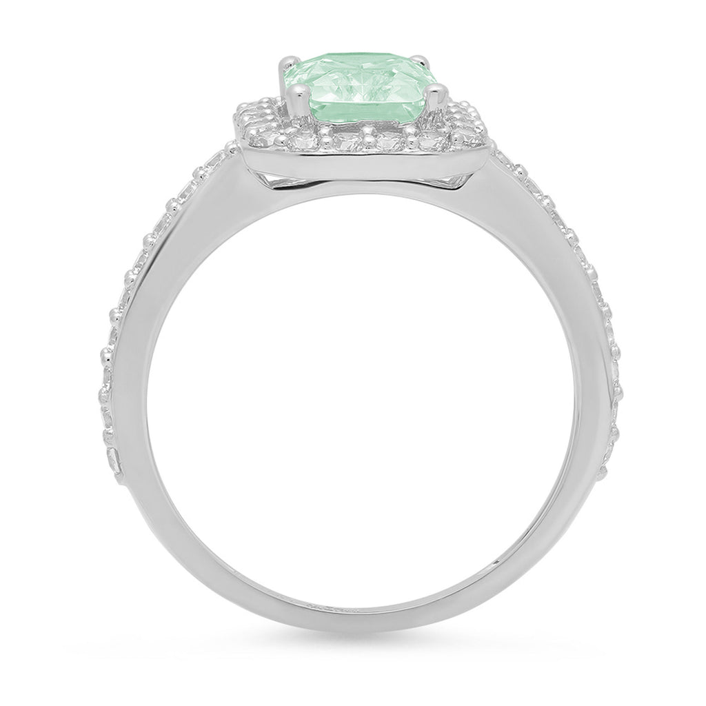 Emerald Cut Green Simulated Diamond Ring Size 3.5 R222551
