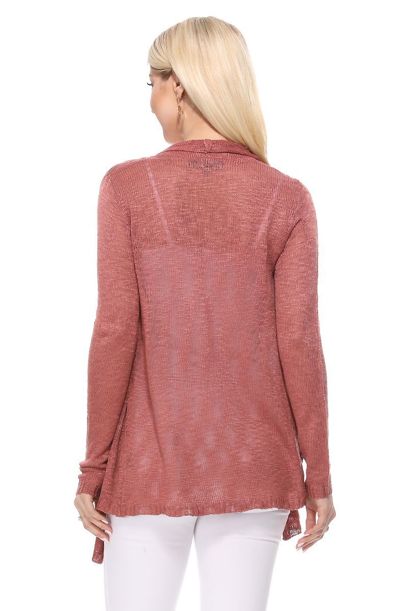 Women's Long Sleeve Sheer Open Front Cardigan Sweater V6767