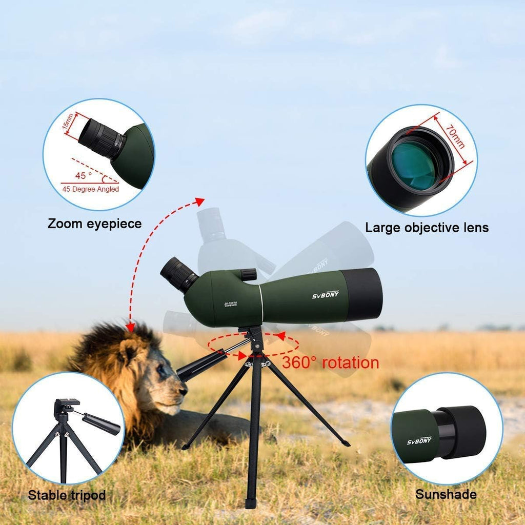 25-75x70 Angled Waterproof Spotting Scope with Tripod, Phone Adapter T619997