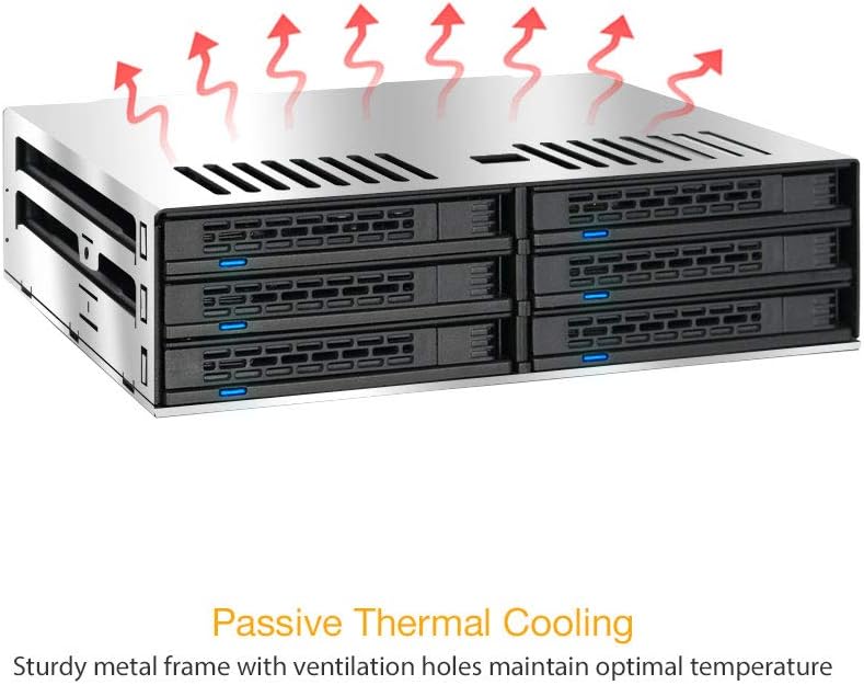6 x 2.5" SATA HDD SSD Hot Swap Cage for External 5.25" Bay Y29675