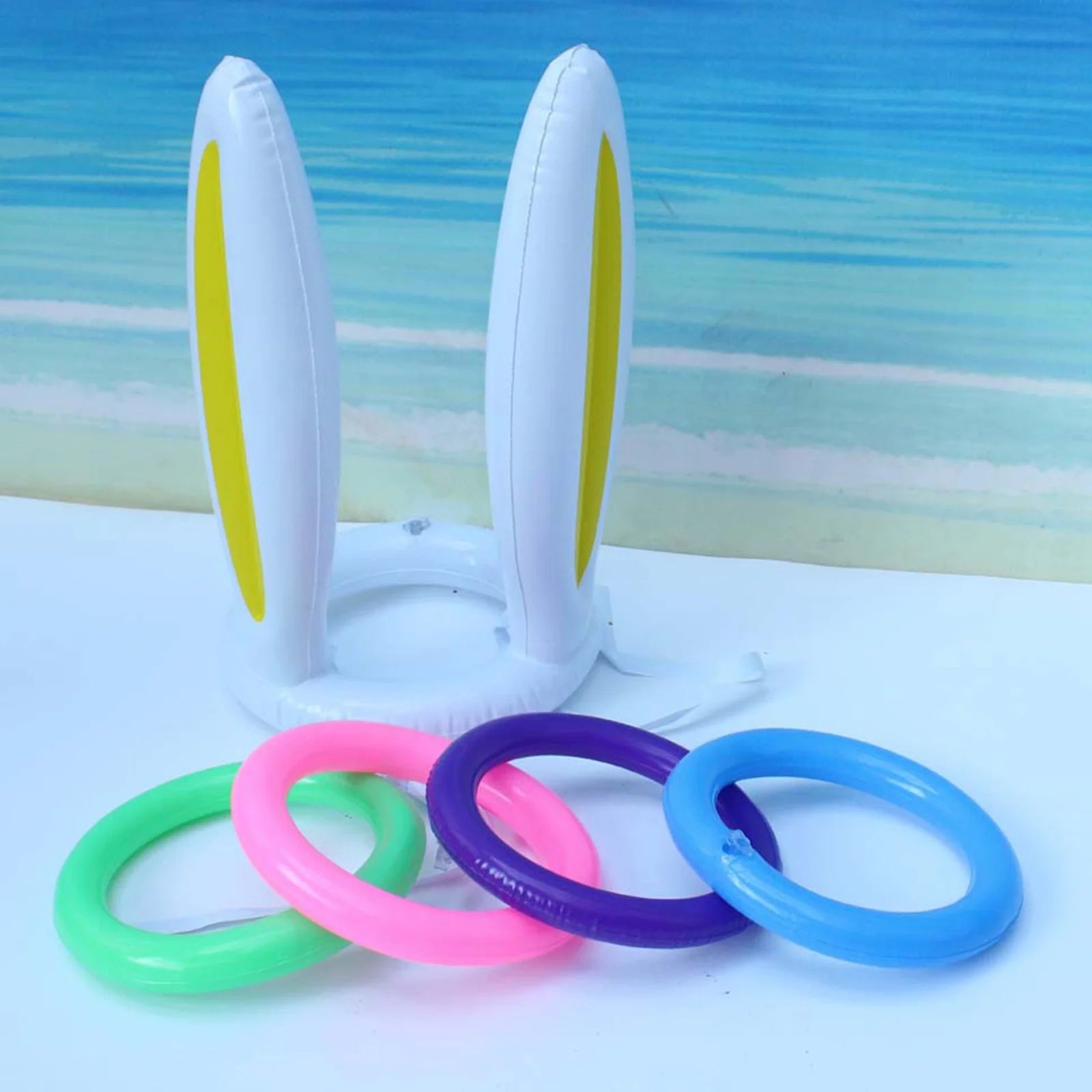 Easter Inflatable Bunny Ear Ring Toss Game Kit with Handheld Pump H652066