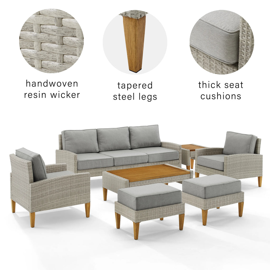 7 Pc Outdoor Wicker Sofa Set Gray X6523