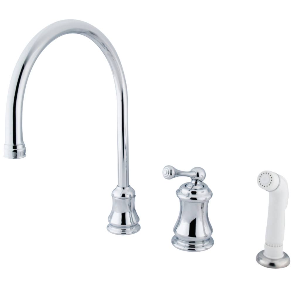 Single Handle Widespread Kitchen Faucet with Non-Metallic Sprayer, Polished Chrome C90907