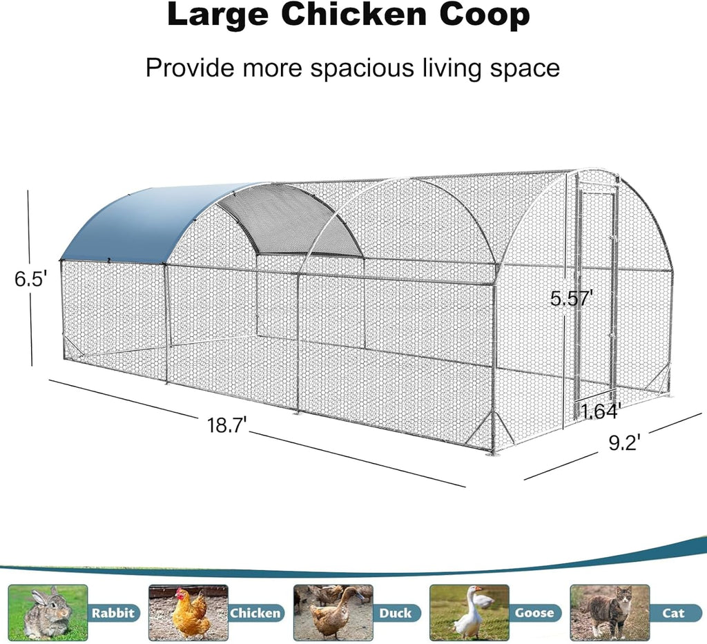 Large Metal Chicken Coop Walk-in Poultry Cage with Waterproof and Anti-Ultraviolet Cover (9.2'W x 12.5'L x 6.5'H) X267500