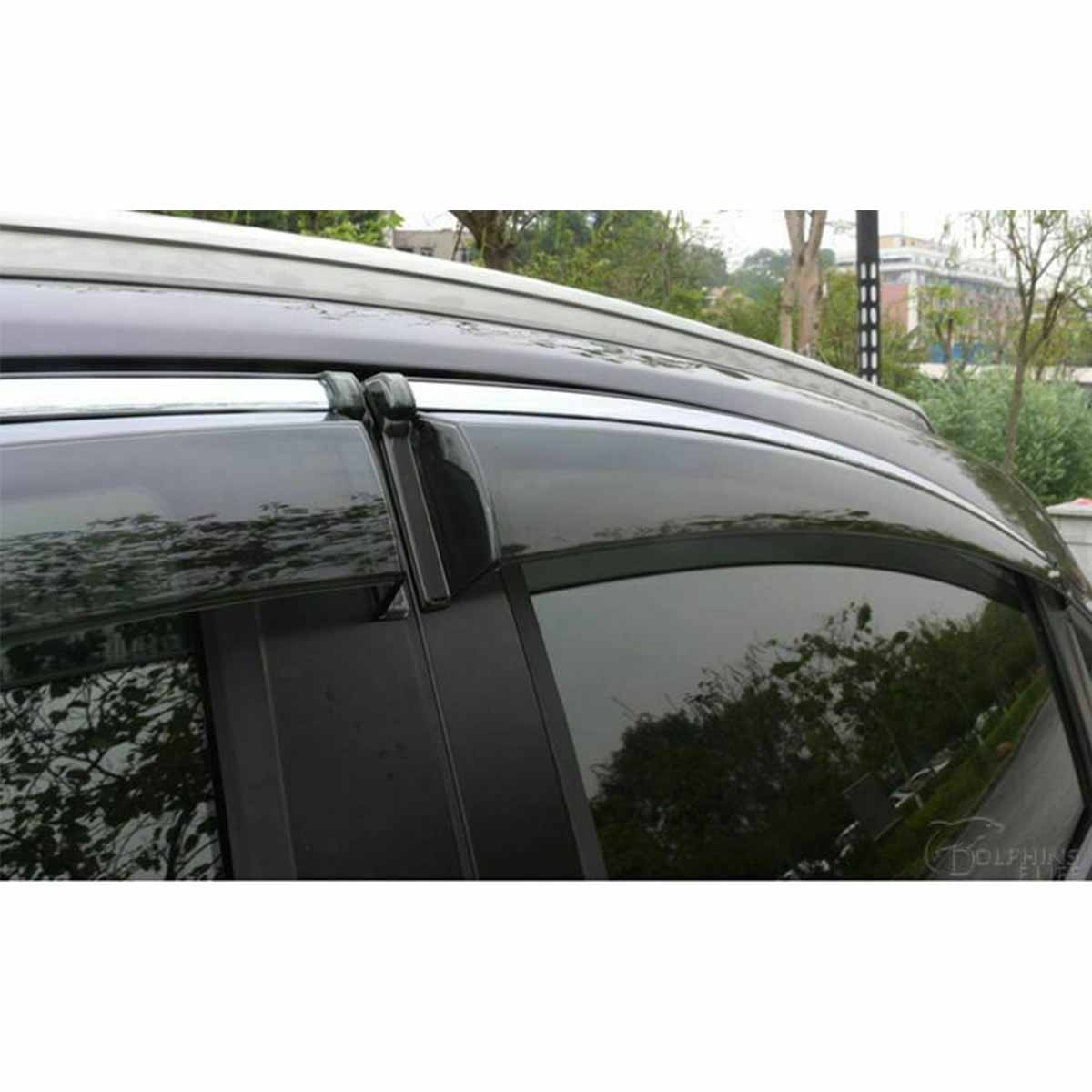 Window Deflector Chrome Window Visors Vent Sun Rain Guards M295