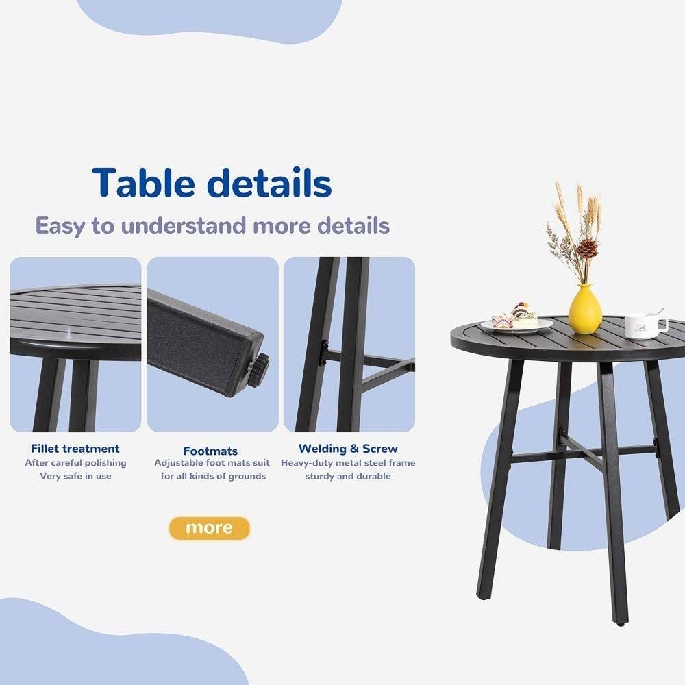 3 Piece Black Metal Outdoor Bistro Set F54086