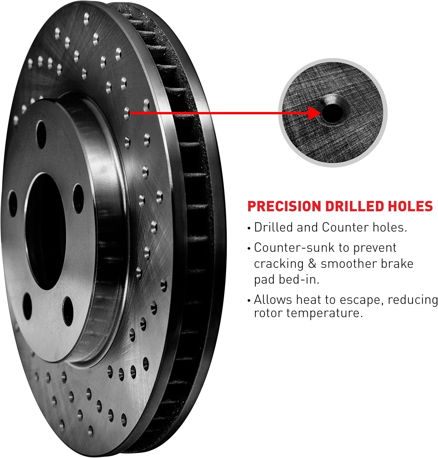 Black Drilled Brake Rotors Kit U464366