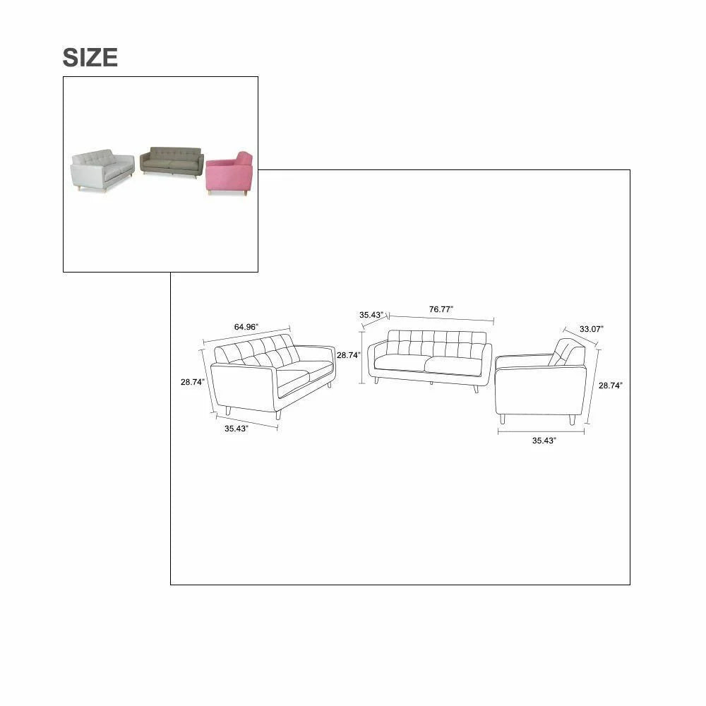 3 PCS Linen Sofa Set Y322