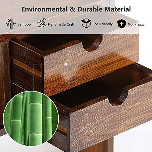 Bamboo Desktop Bookshelf Bookcase with 2 Drawers Q2301