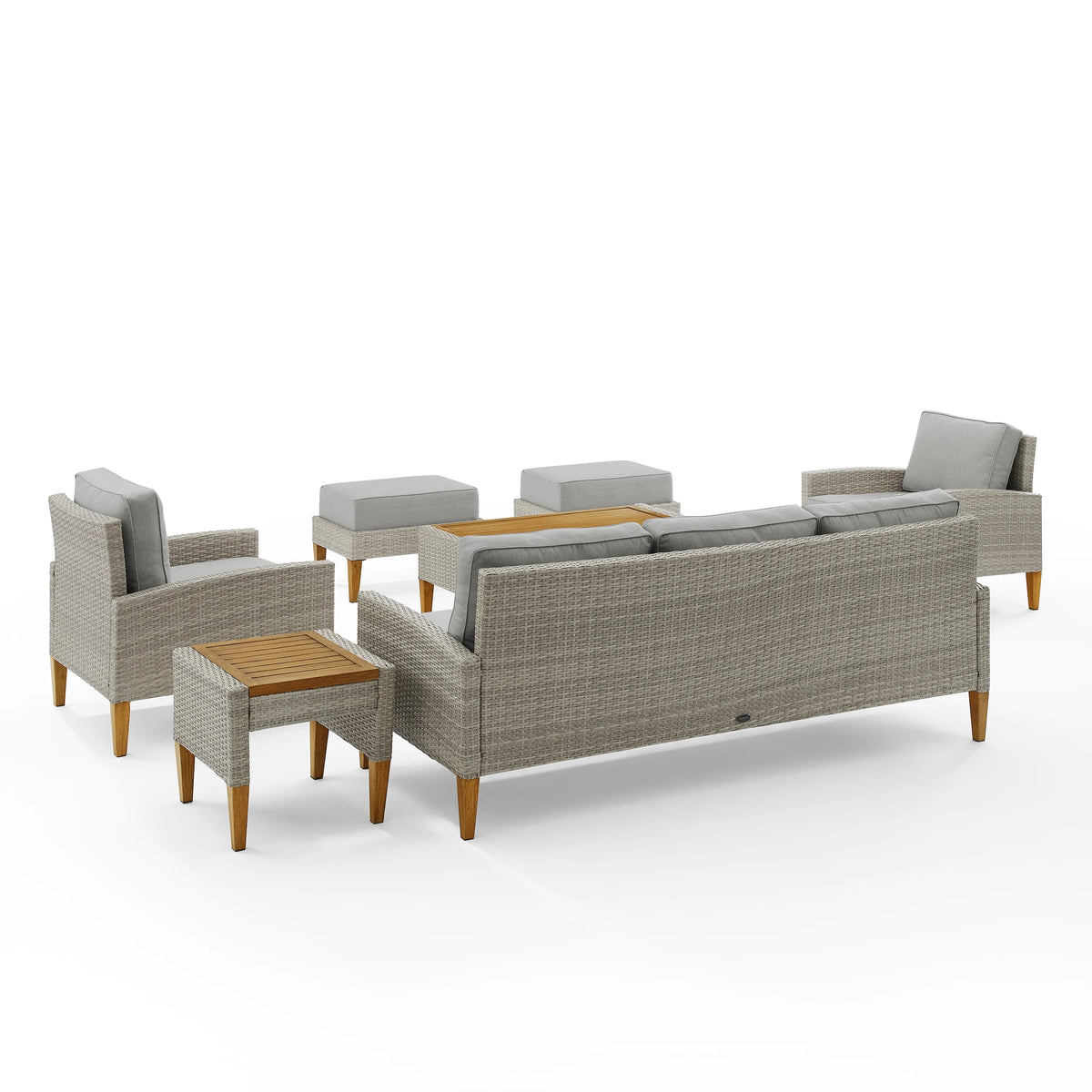 7 Pc Outdoor Wicker Sofa Set Gray X6523