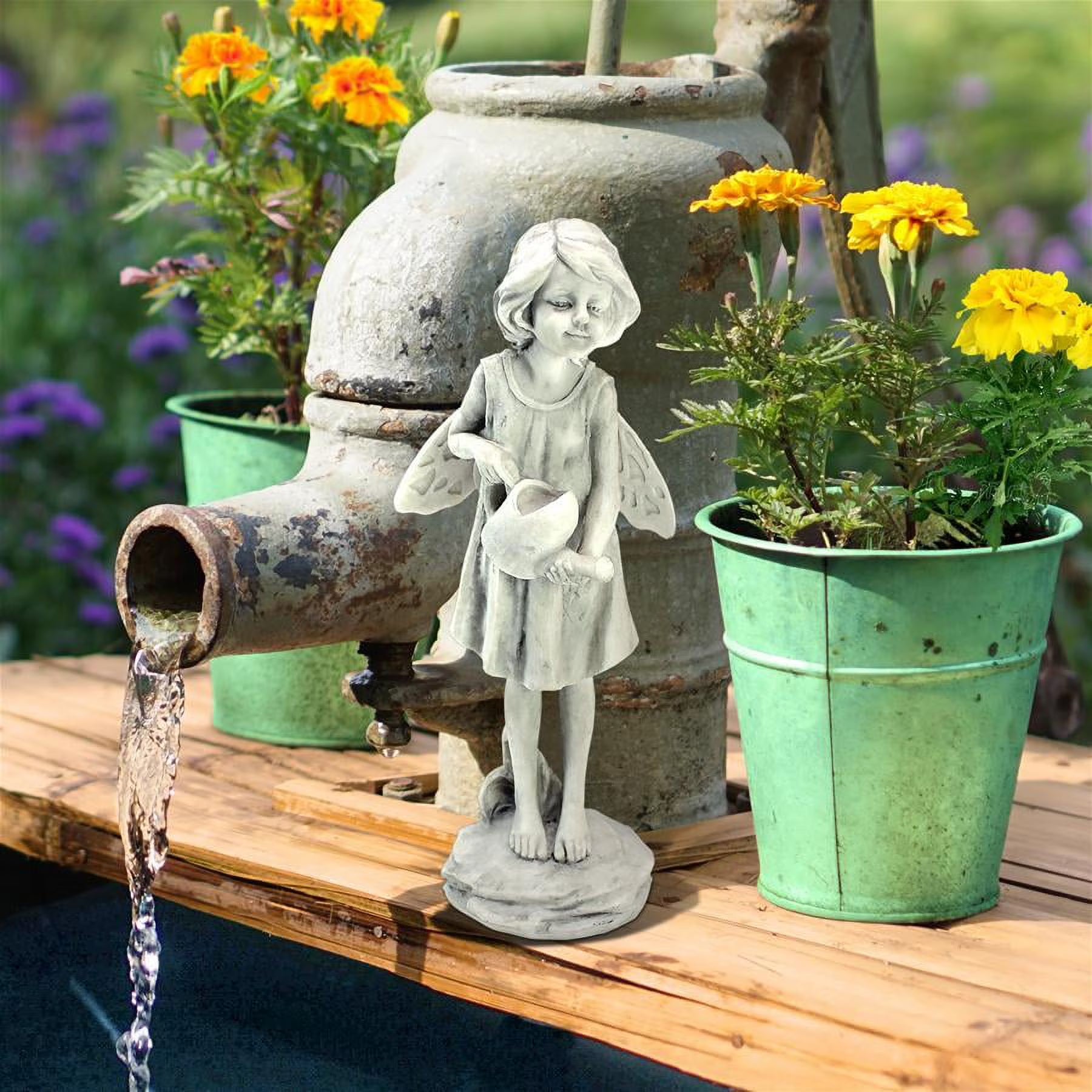 Rose Garden Fairy with Watering Can Statue B586