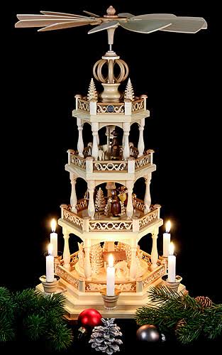 Natural 3-tier Christmas Pyramid, Height 58 cm E378973