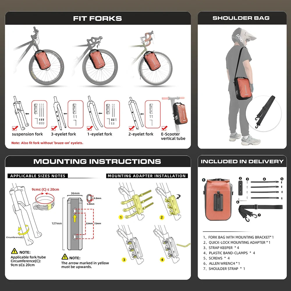 6L Waterproof Bike Front Fork Bag A83894